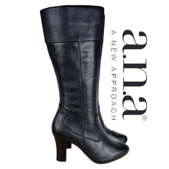 a.n.a Shoes - ANA | A New Approach Tall Leather Riding Boot Women's Sz 7.5M - Black